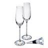 New Set of Swarovski Crystal Filled Stem Champagne Flutes & Wine Bottle Stopper