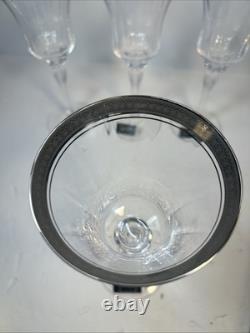 New VTG 90s Mikasa Palatial Platin Wine Glasses 4 Ct Long Stem, Platinum Trim