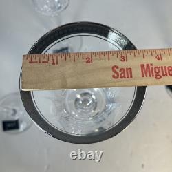 New VTG 90s Mikasa Palatial Platin Wine Glasses 4 Ct Long Stem, Platinum Trim
