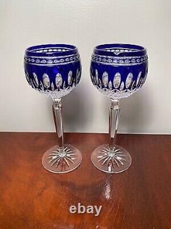 New in Box 2 WATERFORD CRYSTAL Clarendon Cobalt Blue Hocks Wine Glasses Goblets