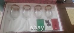 New in box Cristalleria Fratelli Fumo Gold Rim Wine Glasses Hand Made In Italy