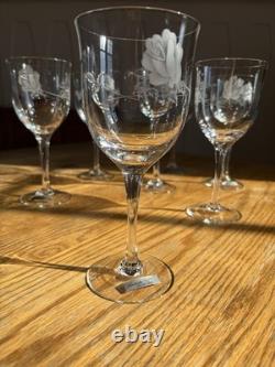 Noritake Virtue 868 Etched Rose Lead Crystal Glass Set 15pc Japan 8 Water 7 Wine