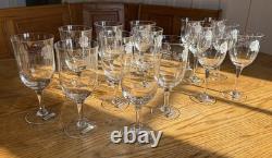 Noritake Virtue 868 Etched Rose Lead Crystal Glass Set 15pc Japan 8 Water 7 Wine