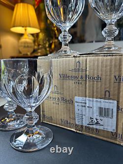 Original Boxed Set of 6 VILLEROY &BOCH Bernadotte Crystal 5.5'' Claret WineGlass