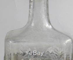 Ornate Silver Mounted Etched Crystal Wine Decanter Late 19th Century