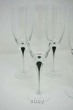 Orrefors INTERMEZZO BLACK Teardrop Water Goblet Glasses 9-1/4 Set of 6 MINT