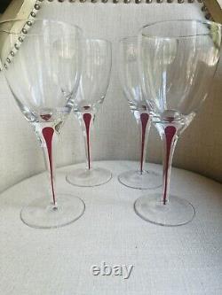 Orrefors INTERMEZZO Red Set of 4 White Wine Glasses 21cm (Q0238)