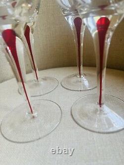 Orrefors INTERMEZZO Red Set of 4 White Wine Glasses 21cm (Q0238)