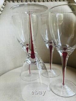 Orrefors INTERMEZZO Red Set of 4 White Wine Glasses 21cm (Q0238)