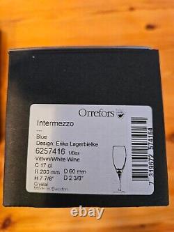 Orrefors Intermezzo Blue White Wine Glasses Set of 4