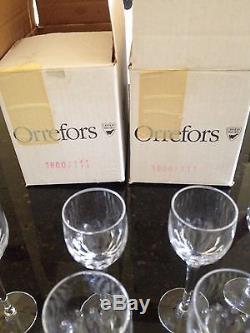 Orrefors Stemware Prelude Crystal Claret Wine Glasses Clear Set Of 12