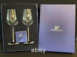 PAIR Swarovski CRYSTALLINE 8 7/8 Red Wine Stems in Box Steven Weinberg