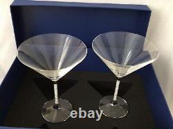Pair (2) Swarovski Crystalline Cocktail / Martini Glasses In Original Box
