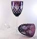 Pair Ajka Odessa Wine Glasses Goblets Amethyst Purple Cased Crystal 8.75h