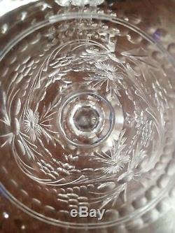 Pair Antique Thomas Webb cut crystal goblet wine vintage English glass stemware