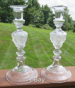 Pair Baccarat LE 250 Bacchus Figural Candlesticks French Art Glass Wine Crystal