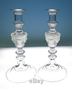 Pair Baccarat LE 250 Bacchus Figural Candlesticks French Art Glass Wine Crystal