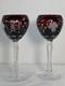 Pair Crystal Clear Industries Wine Hock Ruby Red Incuts 8 1/4