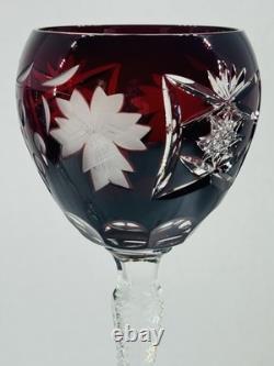 Pair Crystal Clear Industries Wine Hock Ruby Red Incuts 8 1/4