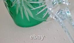 Pair Faberge Odessa Emerald Green Lead Crystal Wine Glasses, New, Marked