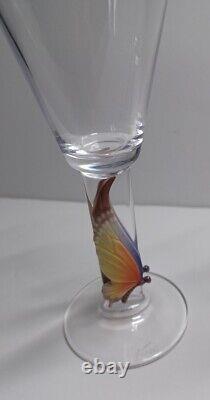 Pair Of Butterfly Wine Glasses Franz Porcelin On Lead Crystal Austrian