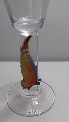 Pair Of Butterfly Wine Glasses Franz Porcelin On Lead Crystal Austrian