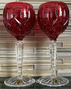 Pair Of Waterford Crystal Lismore Crimson Hock Wine Glasses, Made In Poland