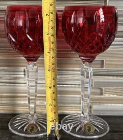 Pair Of Waterford Crystal Lismore Crimson Hock Wine Glasses, Made In Poland