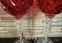Pair Of Waterford Crystal Lismore Crimson Hock Wine Glasses, Made In Poland