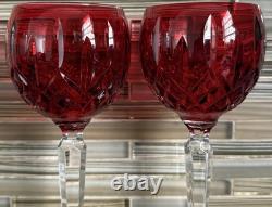 Pair Of Waterford Crystal Lismore Crimson Hock Wine Glasses, Made In Poland