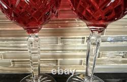 Pair Of Waterford Crystal Lismore Crimson Hock Wine Glasses, Made In Poland