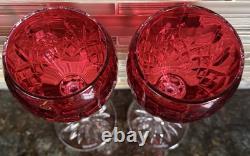 Pair Of Waterford Crystal Lismore Crimson Hock Wine Glasses, Made In Poland