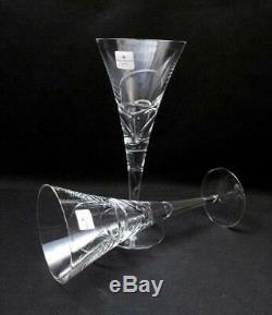 Pair Quality Royal Doulton Crystal Saturn Wine Goblets Glasses Signed Boxed
