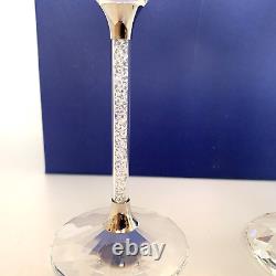 Pair Swarovski Crystalline Stem Red Wine Glasses Footed Weinberg 626624 Vintage