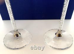 Pair Swarovski Crystalline Stem Red Wine Glasses Footed Weinberg 626624 Vintage