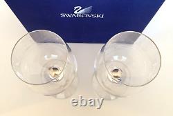 Pair Swarovski Crystalline Stem Red Wine Glasses Footed Weinberg 626624 Vintage