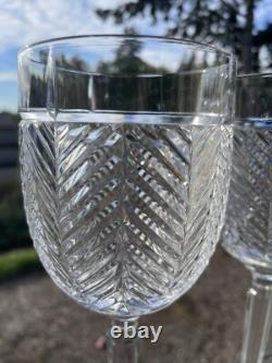 Pair VTG Ralph Lauren Crystal Goblet Herringbone Water Wine Glasses 9.25