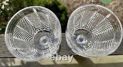 Pair VTG Ralph Lauren Crystal Goblet Herringbone Water Wine Glasses 9.25
