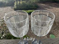 Pair VTG Ralph Lauren Crystal Goblet Herringbone Water Wine Glasses 9.25
