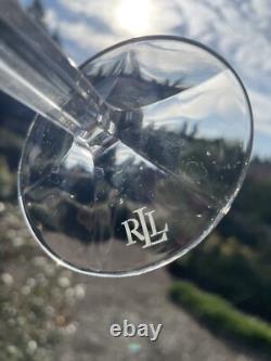 Pair VTG Ralph Lauren Crystal Goblet Herringbone Water Wine Glasses 9.25