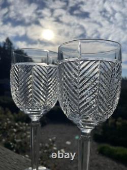 Pair VTG Ralph Lauren Crystal Goblet Herringbone Water Wine Glasses 9.25