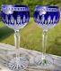 Pair Waterford Clarendon Cobalt Blue Crystal Wine Hocks Signed by Jim O'Leary