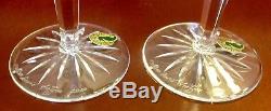 Pair Waterford Clarendon Emerald Cut To Clear Crystal Wine Glasses ARTIST SIGNED