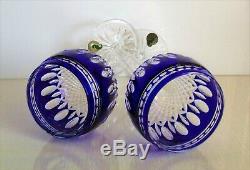 Pair Waterford Crystal Clarendon Cobalt Blue Wine Hock Glasses, New, Signed