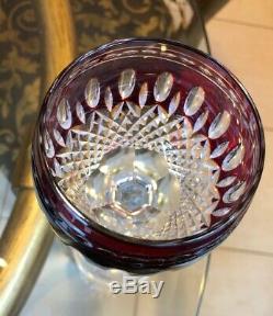 Pair Waterford Crystal Clarendon Pattern Ruby Wine Hocks Glasses Never Used