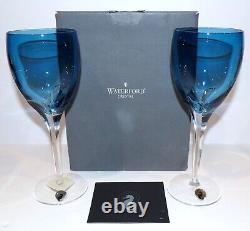 Pair Waterford Crystal Eclipse 146256 Turquoise 9 1/2 Red Wine Goblets In Box