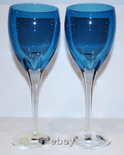 Pair Waterford Crystal Eclipse 146256 Turquoise 9 1/2 Red Wine Goblets In Box