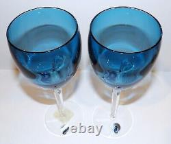 Pair Waterford Crystal Eclipse 146256 Turquoise 9 1/2 Red Wine Goblets In Box