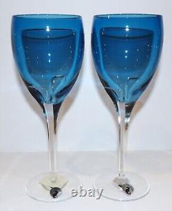 Pair Waterford Crystal Eclipse 146256 Turquoise 9 1/2 Red Wine Goblets In Box