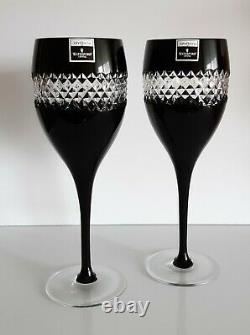 Pair Waterford John Rocha Black Cased Red Wine Goblets, New Without Box, Signed